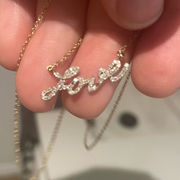 ✨14k✨ Yellow Gold LOVE Necklace with Diamond Accents - 16" Chain 💎 AUTHENTIC- - Picture 12 of 12